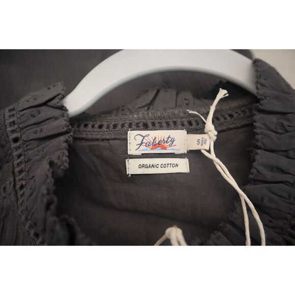 FAHERTY WTC0001 Women's Sz S Faded Black Willa Button Front Peasant Blouse - Picture 3 of 16